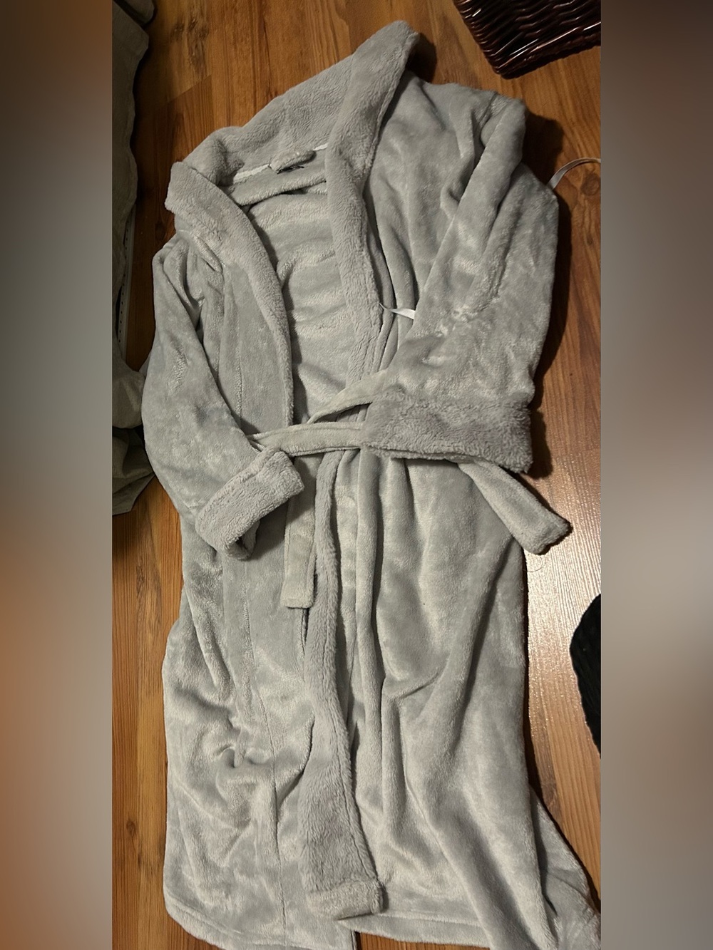 George Plush Light Gray Robe with Shawl Collar